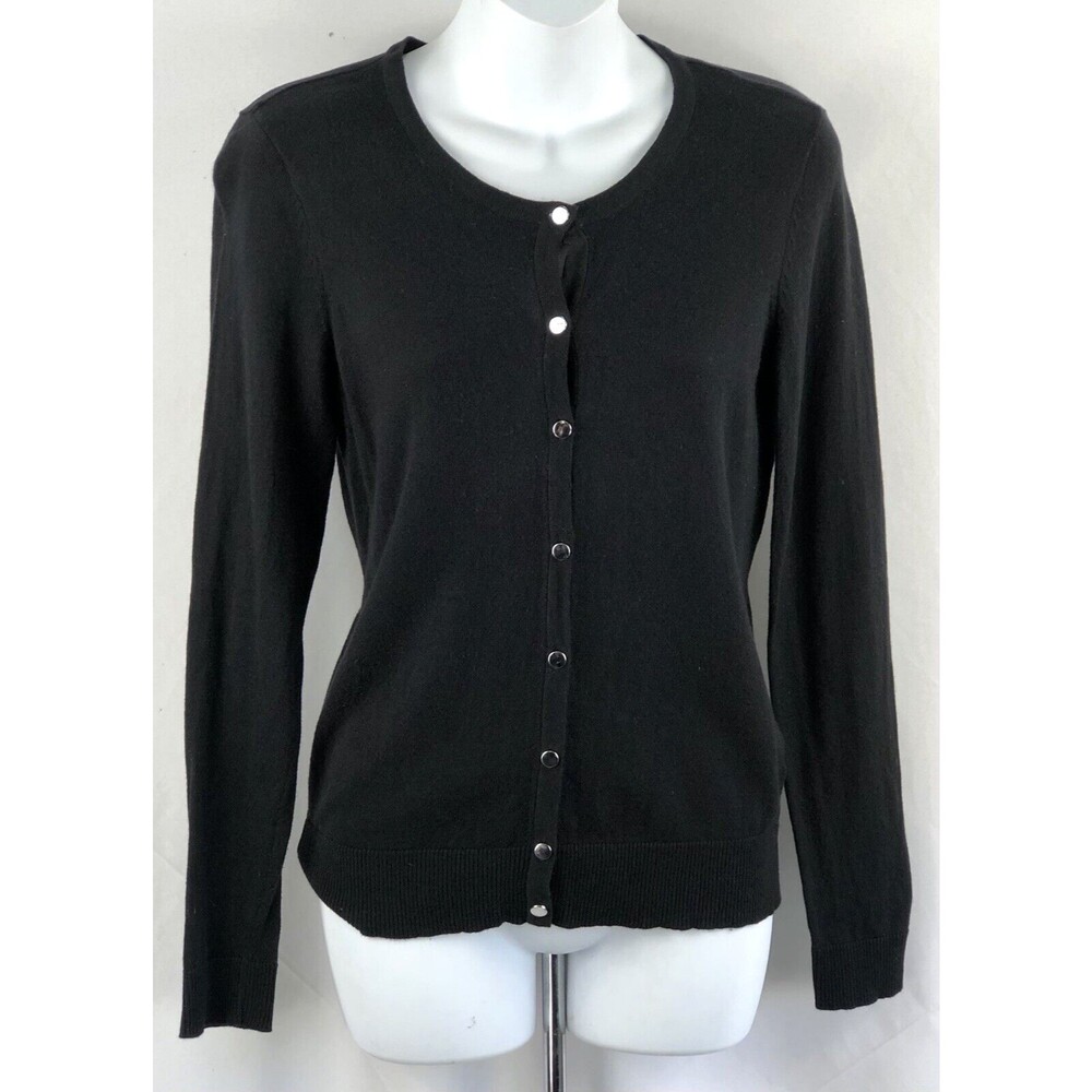 Vintage NY & Co Cardigan Sweater M Blk ButtonUp LongSleeve Gothic Academia Y2K